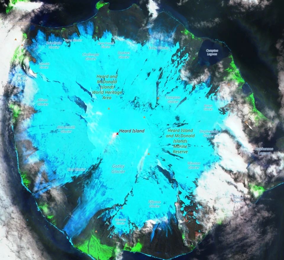 heard island swir satellite image january 29 2026
