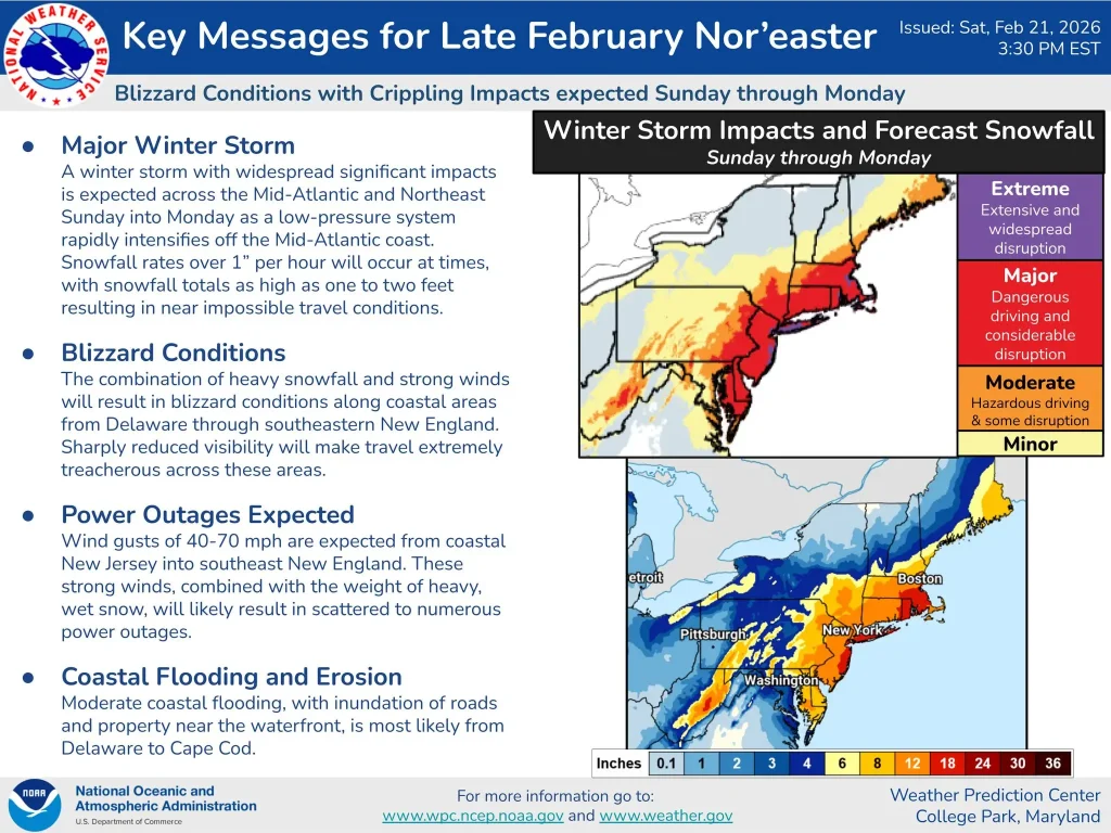 key messages for late february noreaster 2026