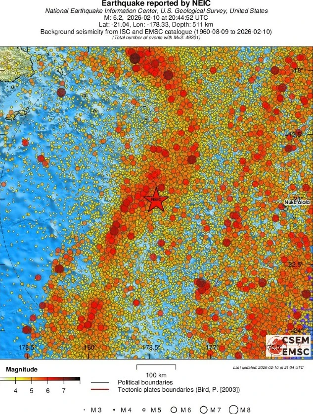 m6.2 earthquake fiji region fiji february 10 2026 emsc regional seismicity