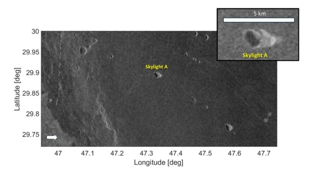 magellan radar image of venus skylight A