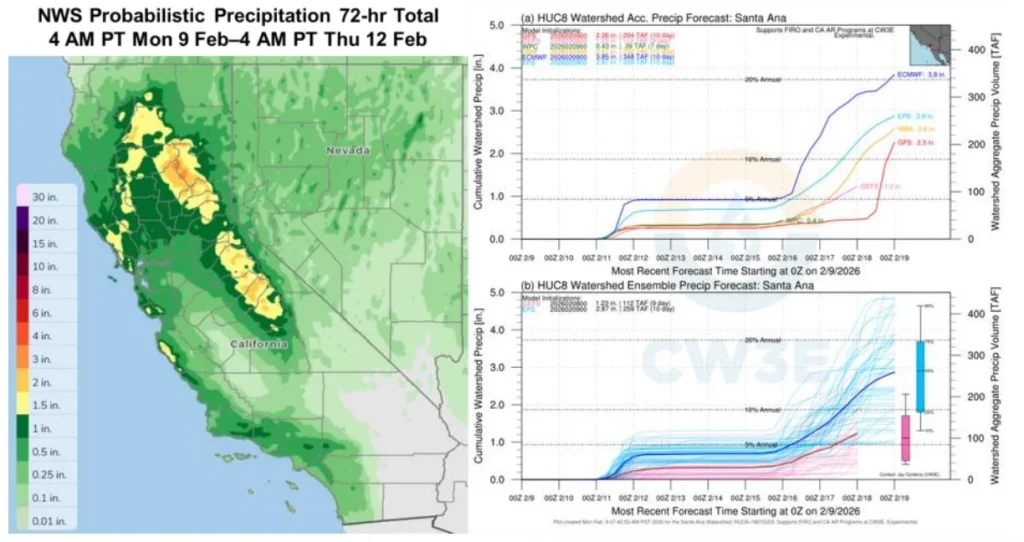 nws probabilistic precipitation 72hr total feb9-12 2026
