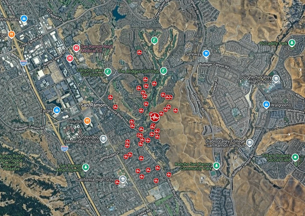 san ramon bay area california earthquake swarm february 2 2026 bgz