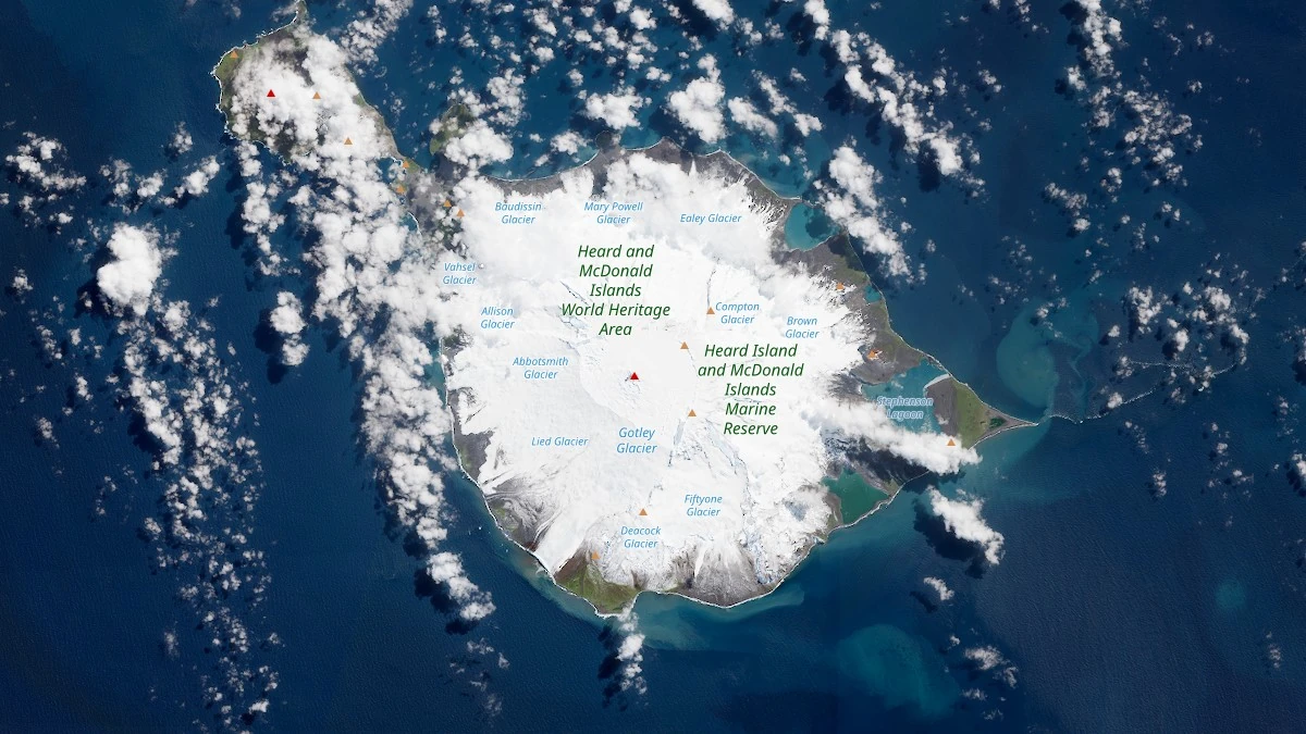 satellite image heard volcano indian ocean november 8 2025