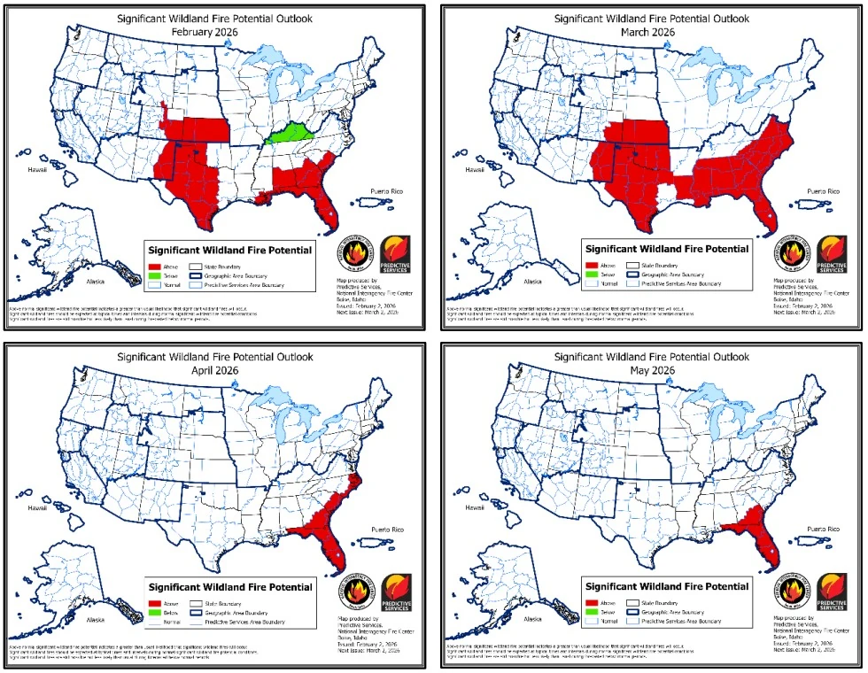 significant wildland fire potential february - may 2026