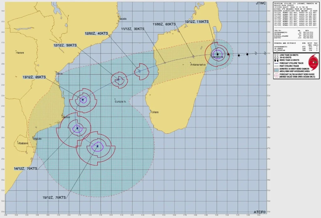 tropical cyclone gezani jtwc forecast track 1500 utc february 10 2026