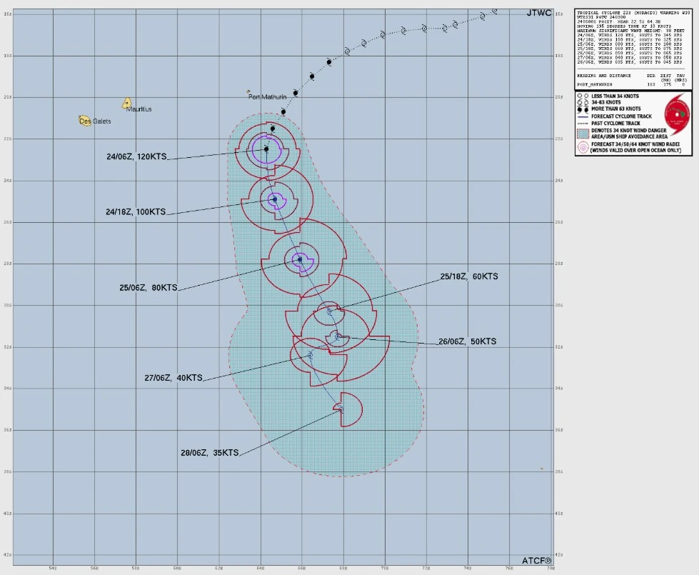 tropical cyclone horacio jtwc forecast track 09 utc february 24 2026