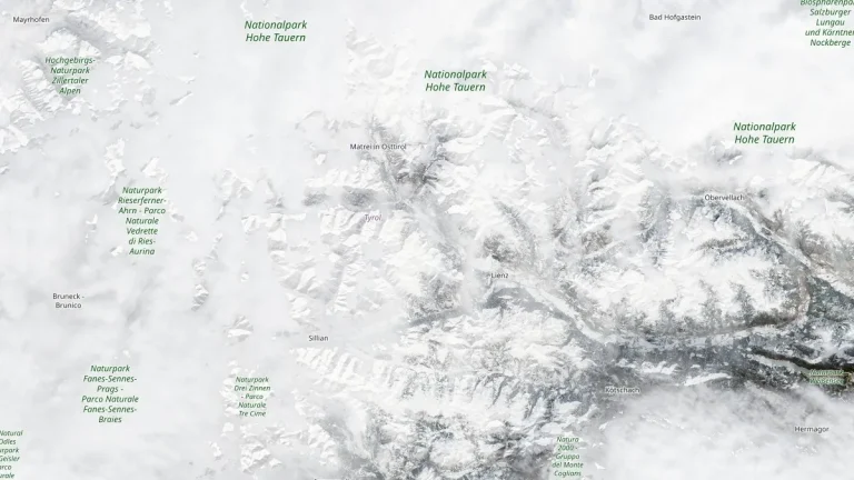 tyrol austria satellite image acquired february 16 2026