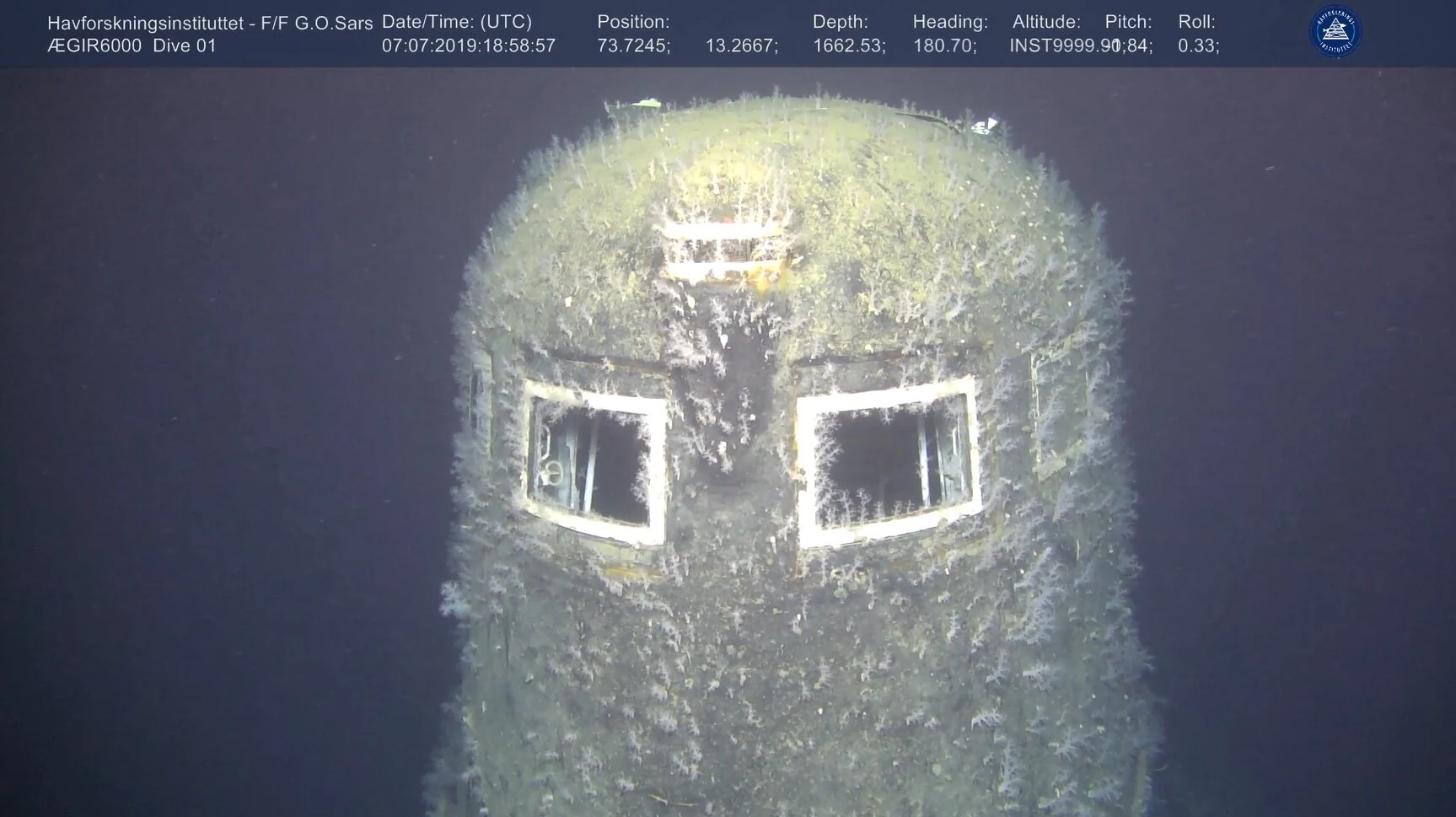 Conning tower of the sunken nuclear submarine Komsomolets. Credit: Institute of Marine Research