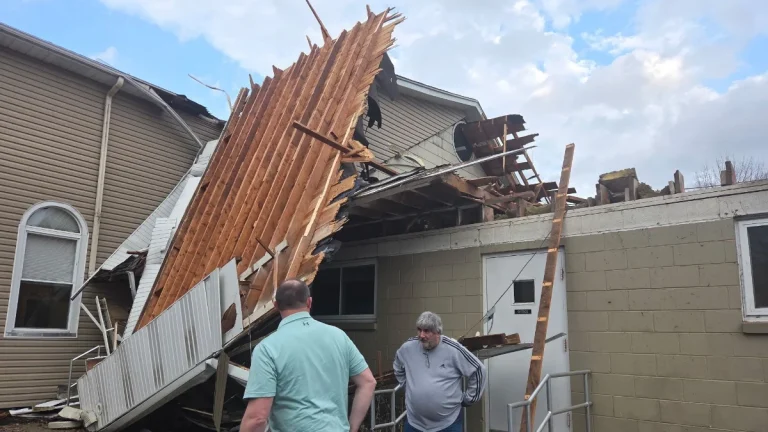 First Congregational United Church of Christ in Union City damaged by a tornado in southwest Michigan on March 6, 2026