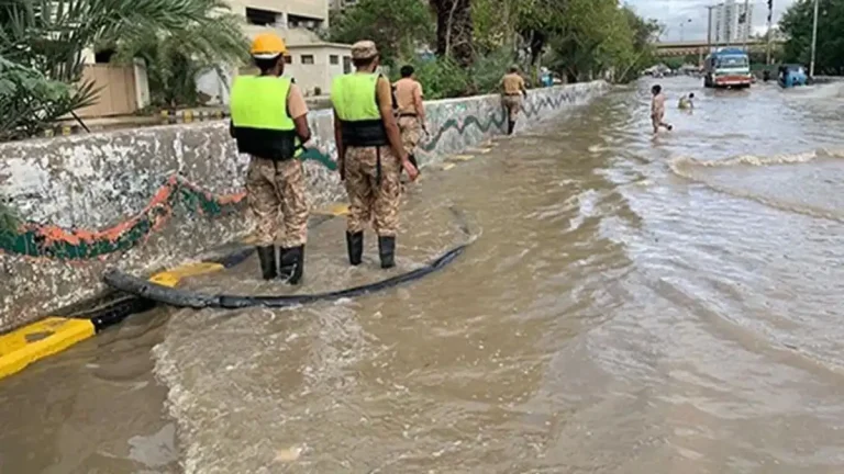 Flooding in Karachi, Pakistan on March 19, 2026
