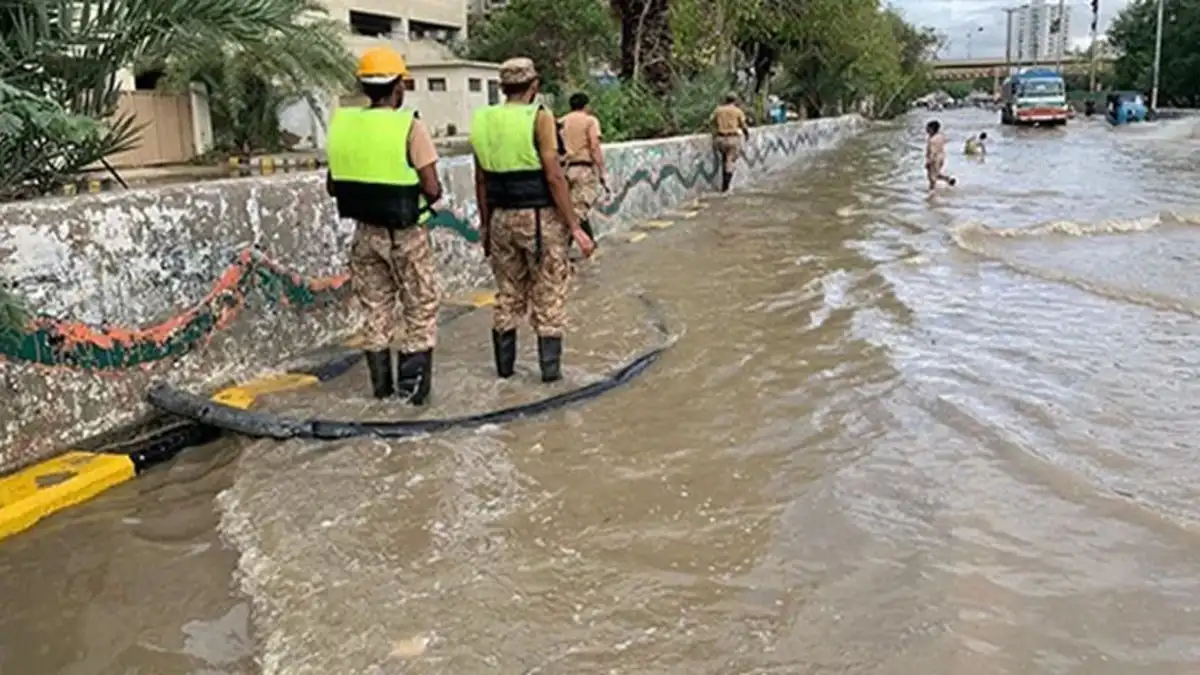 Flooding in Karachi, Pakistan on March 19, 2026