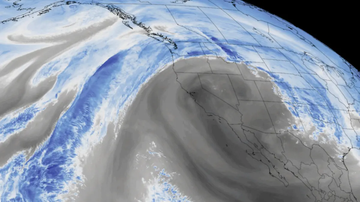GOES-18 (GOES West) water vapor imagery captured by the Advanced Baseline Imager shows a persistent heat dome over the southwestern United States