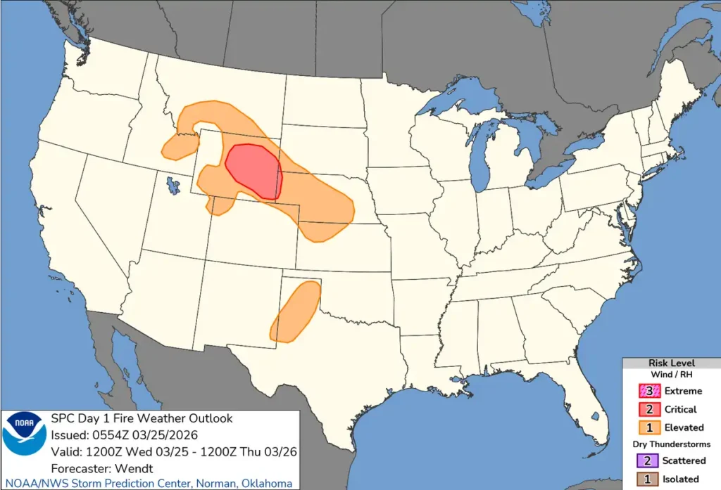 Mar 25, 2026 Day 1 Fire Weather Outlook