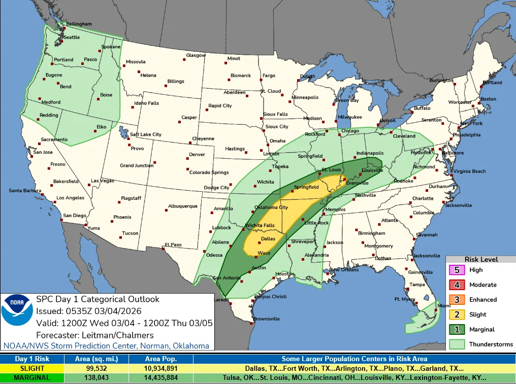 SPC Day 1 categorical outlook Valid for March 4