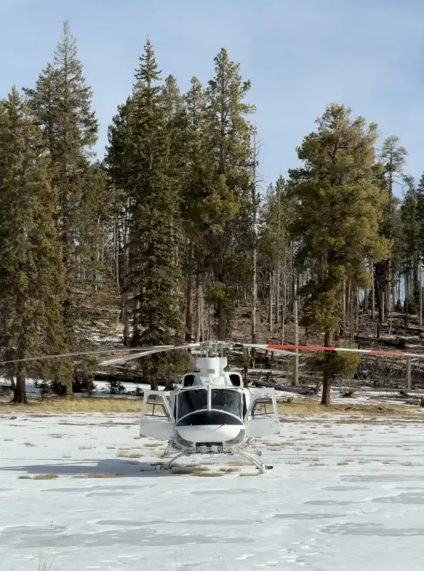 SRP helicopter landing at the Hannagan Meadows SNOTEL (SNOwpack TELemetry Network) station