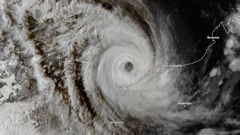 Satellite image of Tropical Cyclone Narelle at 10:10 UTC on March 26, 2026. Credit: JMA/Himawari-9, Zoom Earth, The Watchers