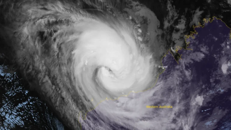 Satellite image of Tropical Cyclone Narelle at 1640 UTC on March 25, 2026