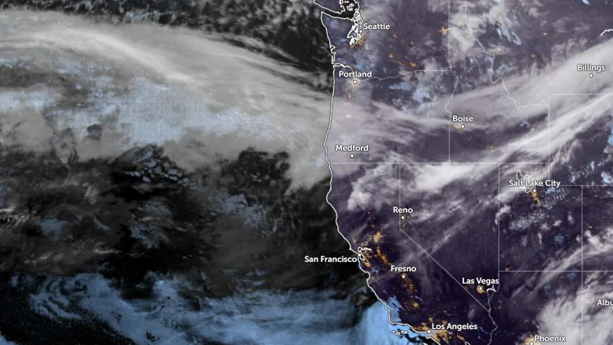 Satellite image of US West Coast at 0850 UTC on March 10, 2026