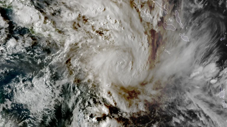 Satellite image of Tropical Cyclone Narelle at 0710 UTC on March 17, 2026