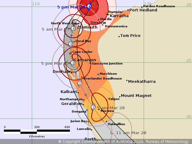 Tropical Cyclone Narelle Forecast Track on March 26, 2026 - BoM - Australia