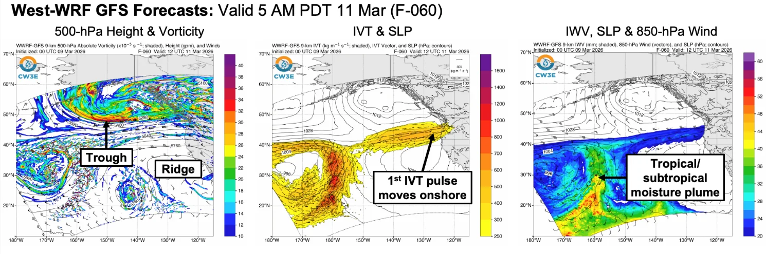 West WRF GFS Forecast valid March 11, 2026