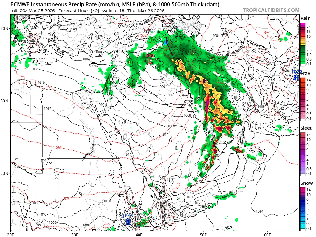ecmwf_mslp_pcpn_frzn_middle east 1800 utc march 26 2026 model