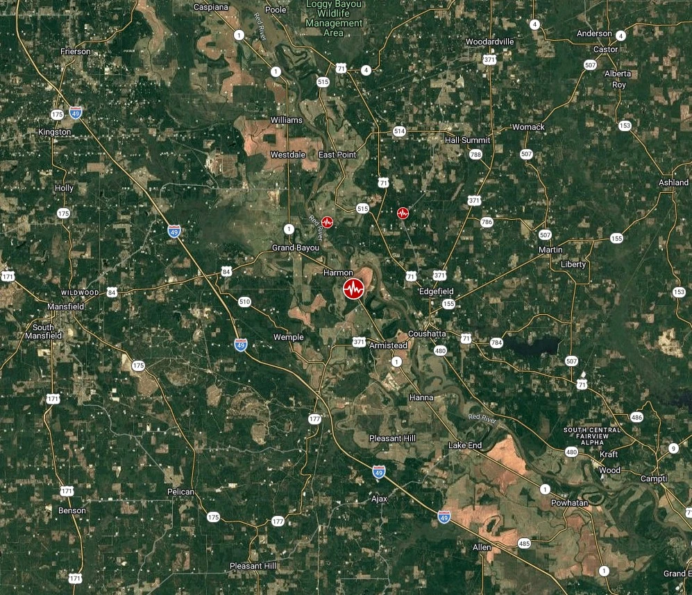 epicenter M 4.9 - March 5 2026 Red River Parish, Louisiana Earthquake bg