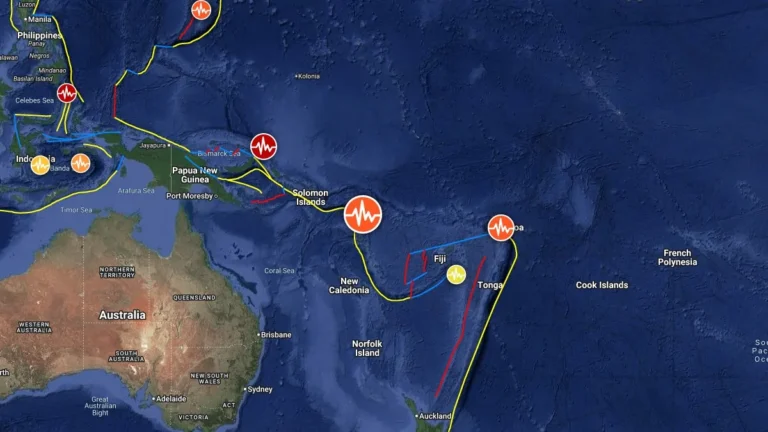 Epicenter of M7.3 earthquake near Luganville, Vanuatu on March 30, 2026. Credit: TW/SAM, Google