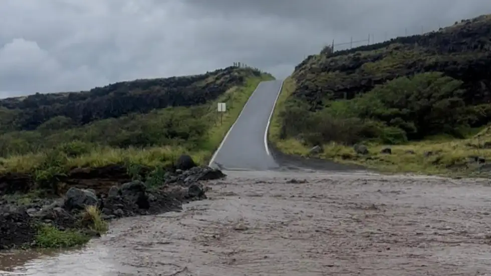 flooding from days of downpours in Hana, Hawaii, on Friday, March 13, 2026
