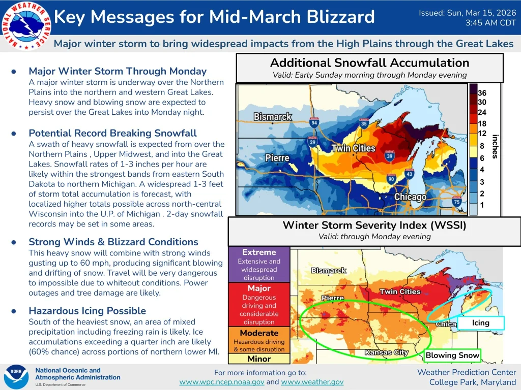 key messages for mid-march blizzard march 15 2026