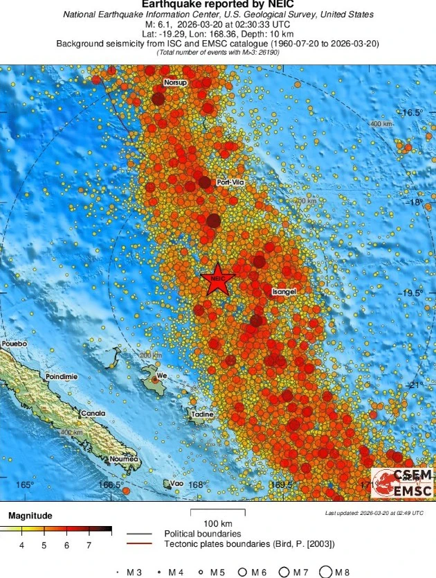 m6.1 earthquake isangel vanuatu march 20 2026 emsc regional seismicity