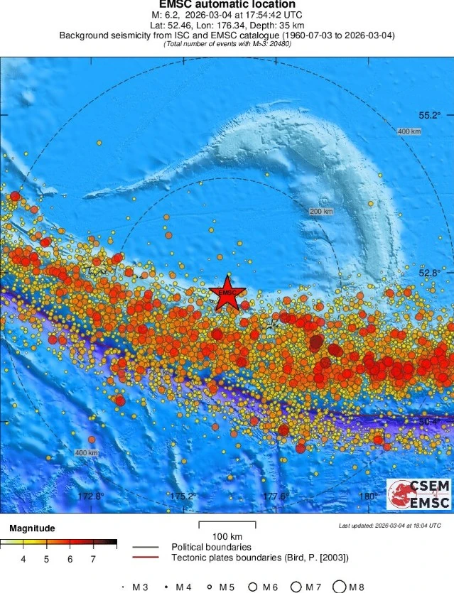 m6.4 earthquake rat islands aleutian islands alaska march 4 2026 emsc regional seismicity