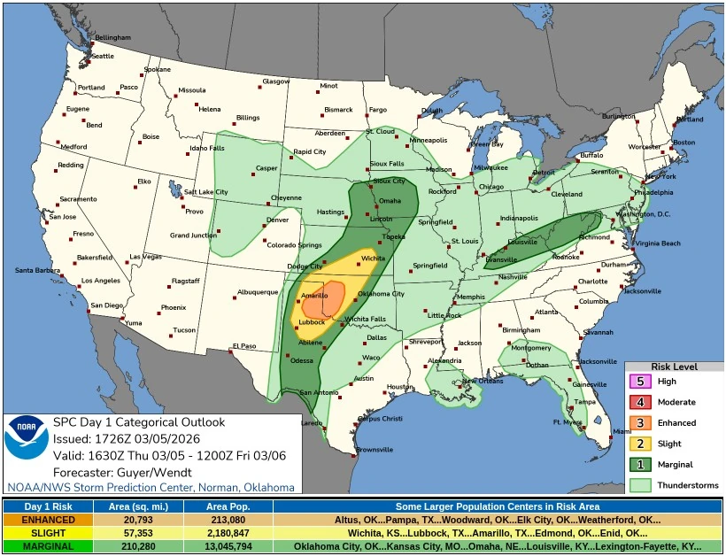spc categorical outlook march 5 2026
