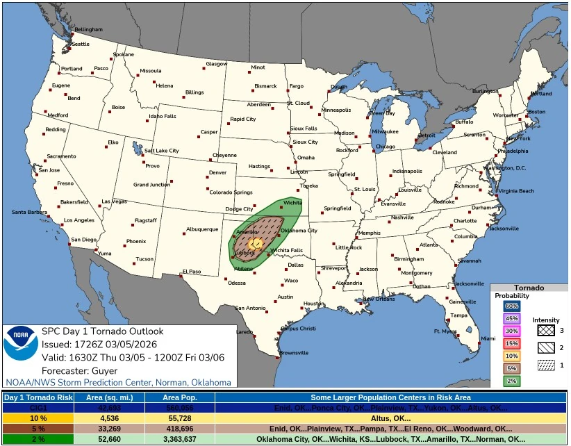 spc tornado outlook march 5 2026