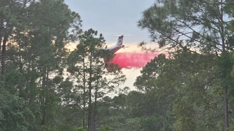 Airplane being used to subdue wildfires in Florida on April 21, 2026
