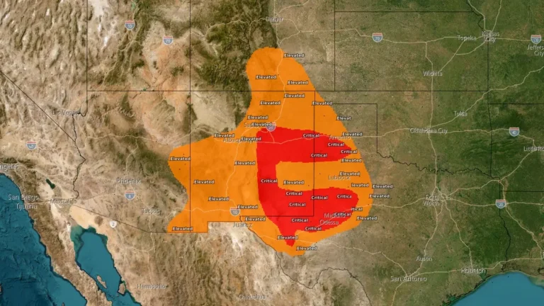 Critical Fire Weather map for 24 hours ending 1400 edt on april 29 2026