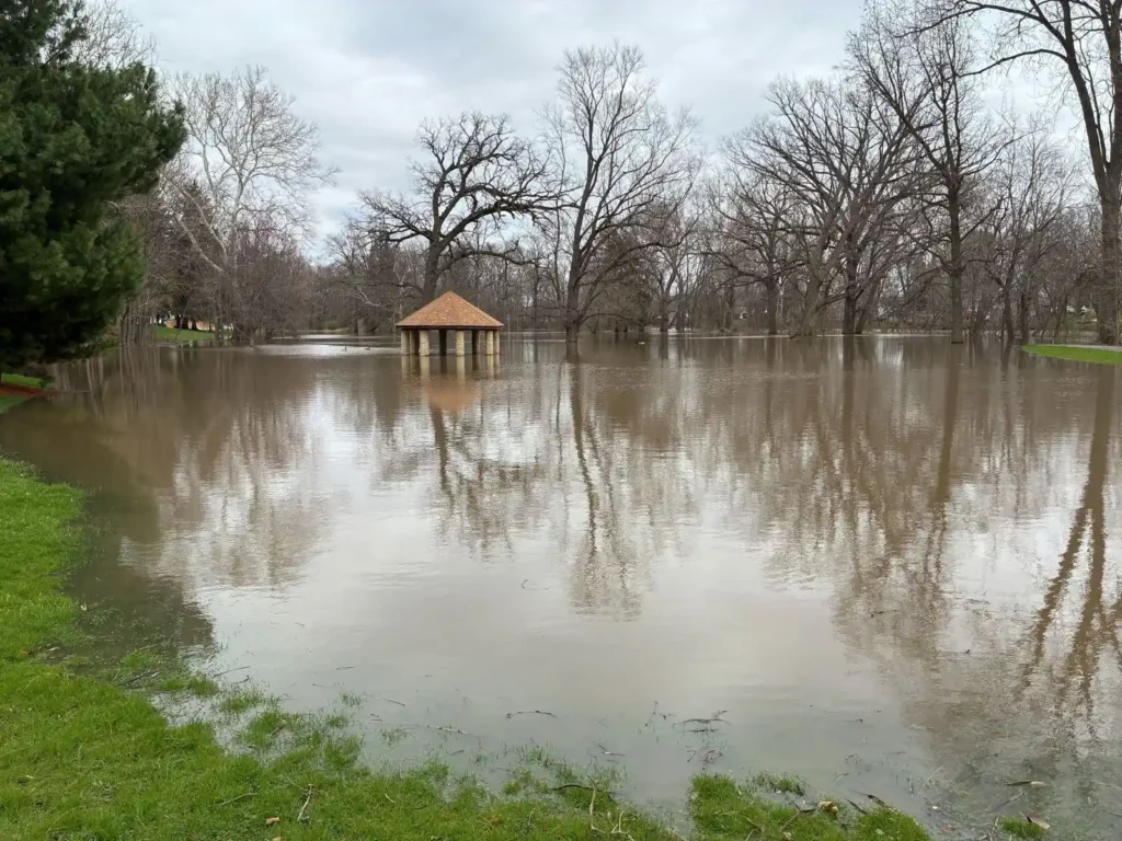 Flooding of Gill Park along the Yellow River in Plymouth, IN on April 4