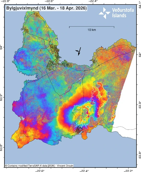 InSAR Reykjanes Svartsengi March 16 - April 18 2026