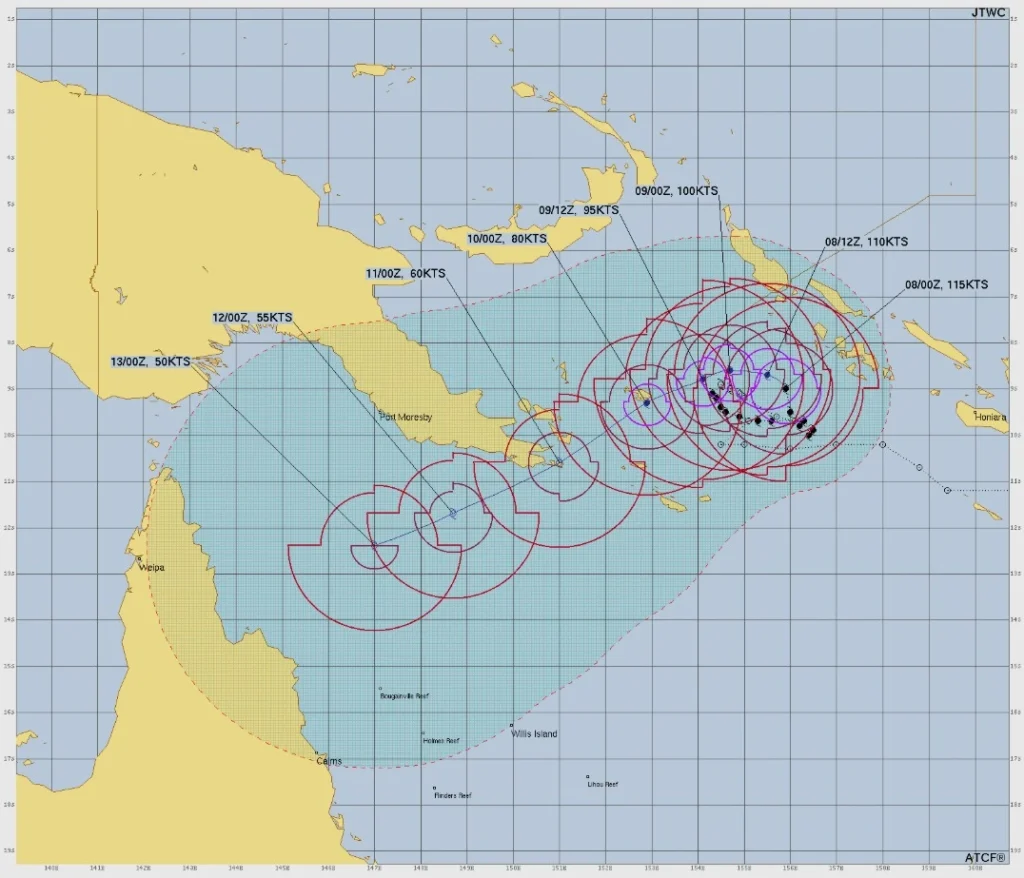 Severe Tropical Cyclone Maila JTWC forecast track 03z april 8 2026 cr