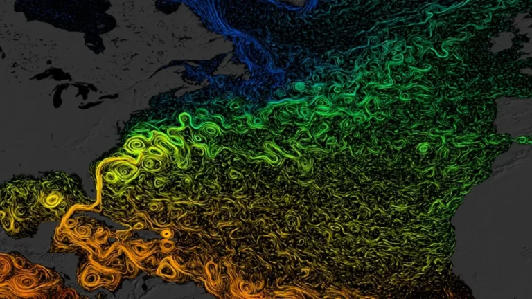 Visualization of ocean currents in the North Atlantic