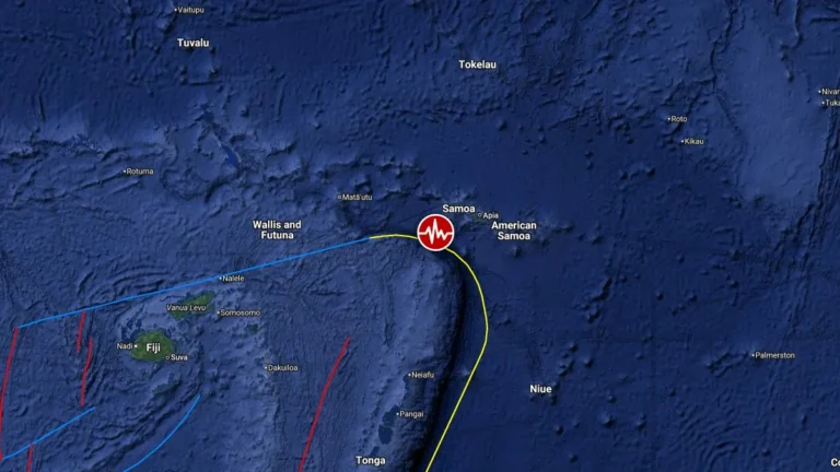 Epicenter of M6.2 earthquake in Tonga on April 19, 2026