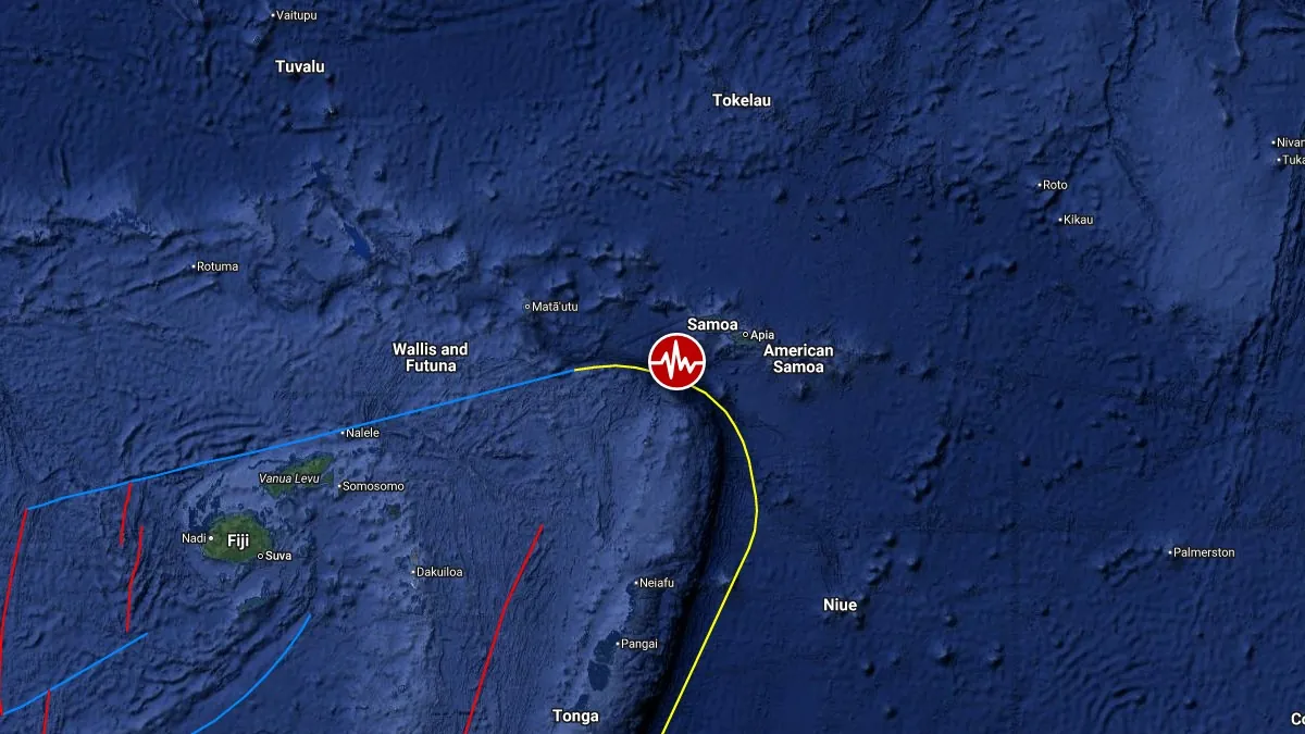 Epicenter of M6.2 earthquake in Tonga on April 19, 2026
