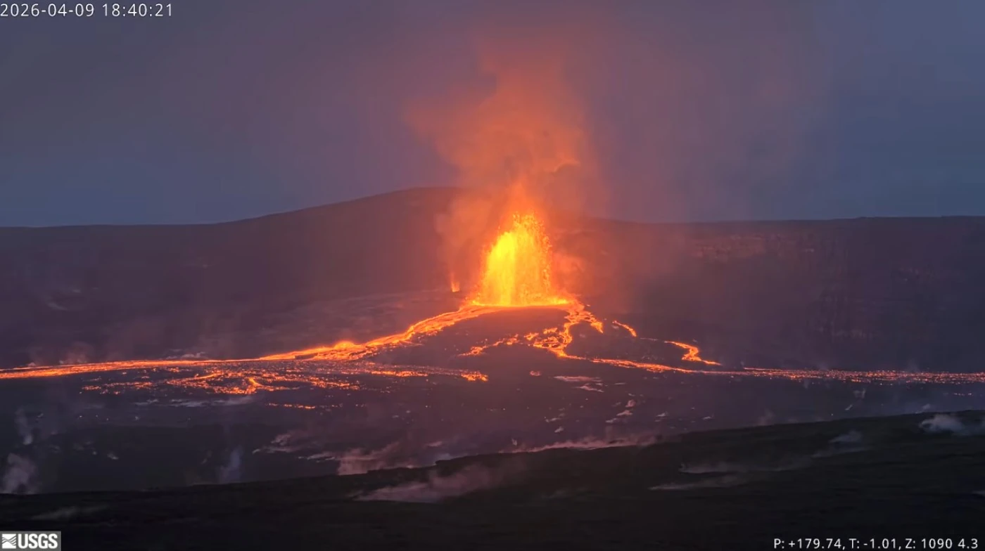 Eruptive episode 44 at Kilauea volcano, Hawaii on April 9, 2026