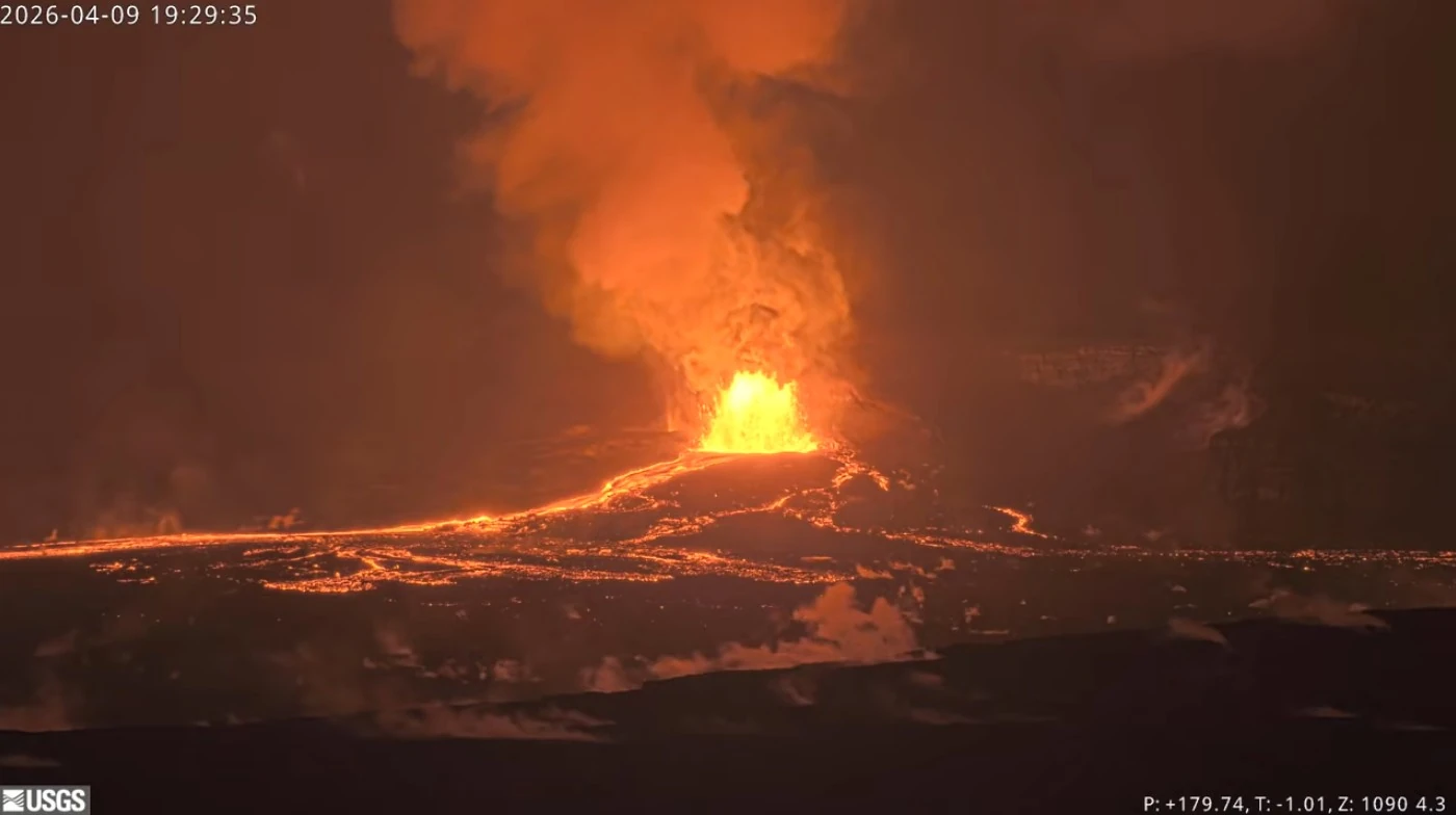 Eruptive episode 44 at Kilauea volcano, Hawaii on April 9, 2026