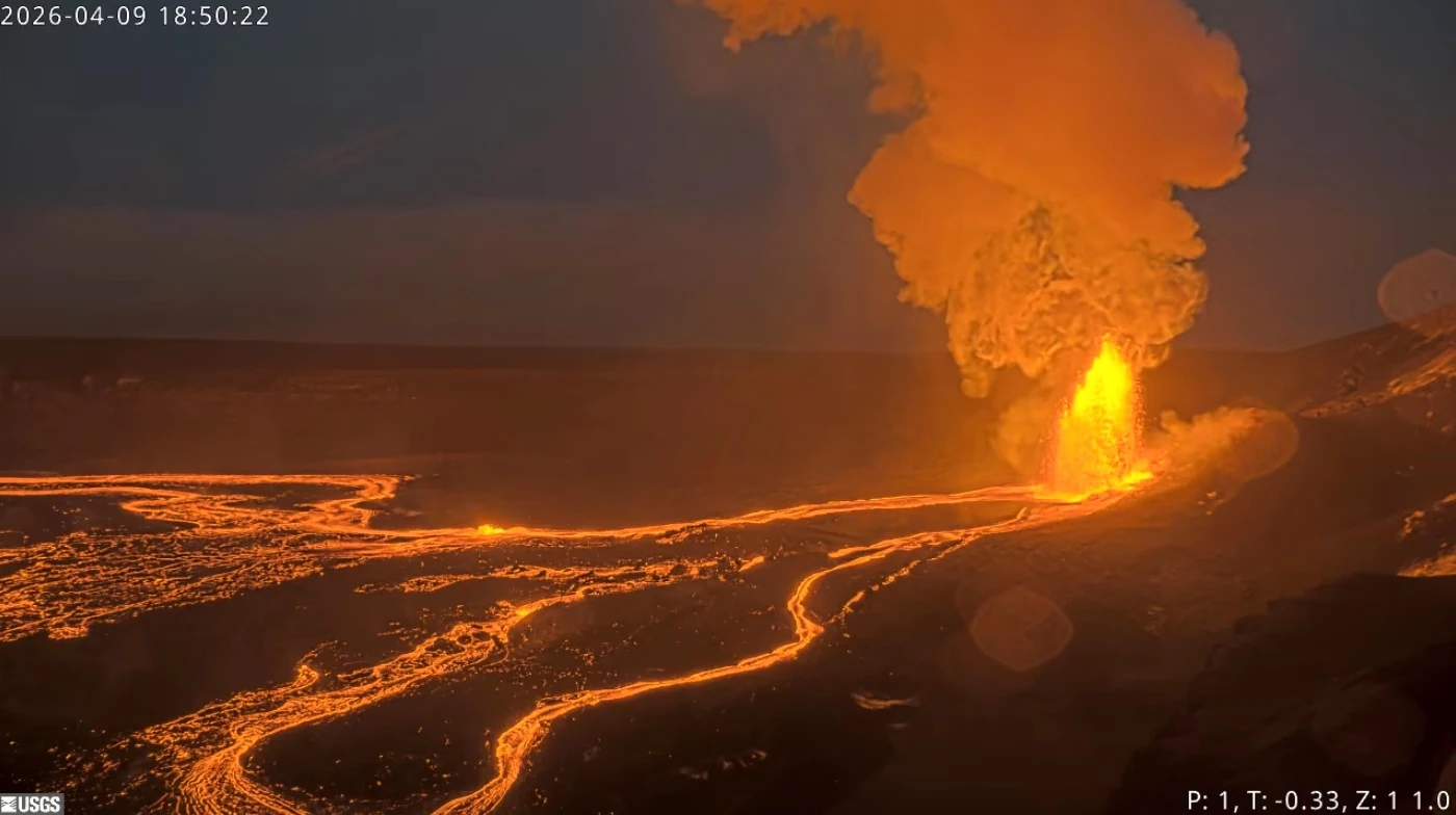 Eruptive episode 44 at Kilauea volcano, Hawaii on April 9, 2026