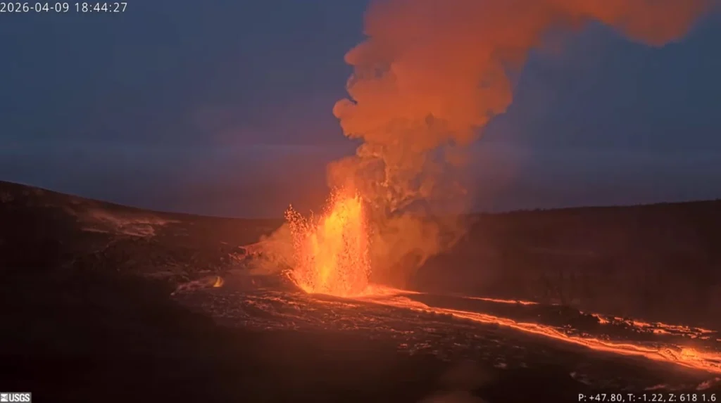 Eruptive episode 44 at Kilauea volcano, Hawaii on April 9, 2026