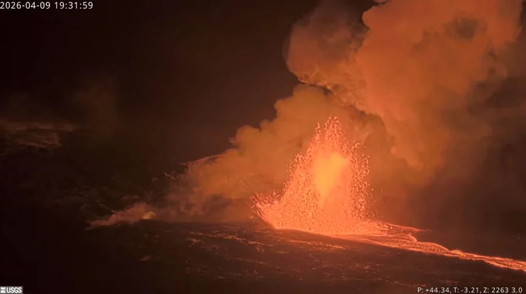 Eruptive episode 44 at Kilauea volcano, Hawaii on April 9, 2026