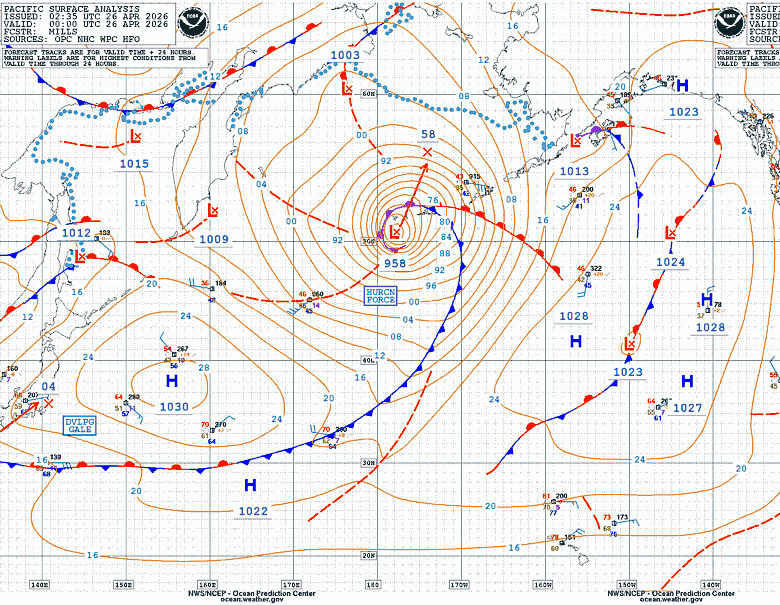 pacific suface analysis 0235 utc april 26 2026