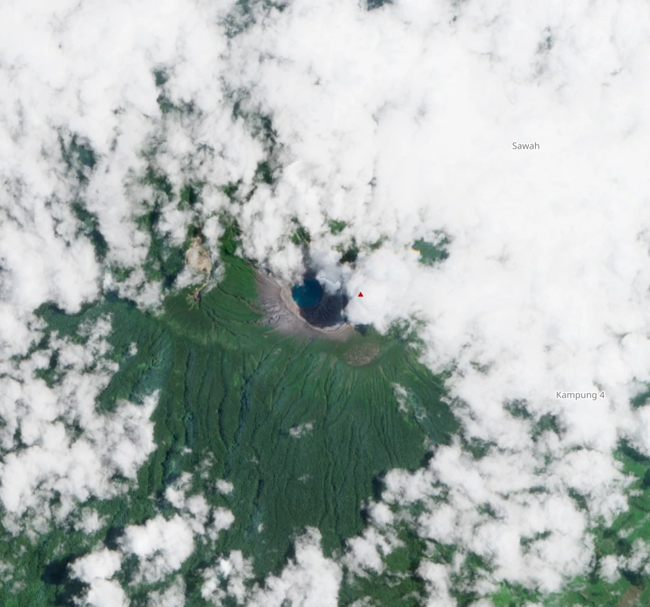 Satellite image of Mount Dempo acquired on March 20, 2026