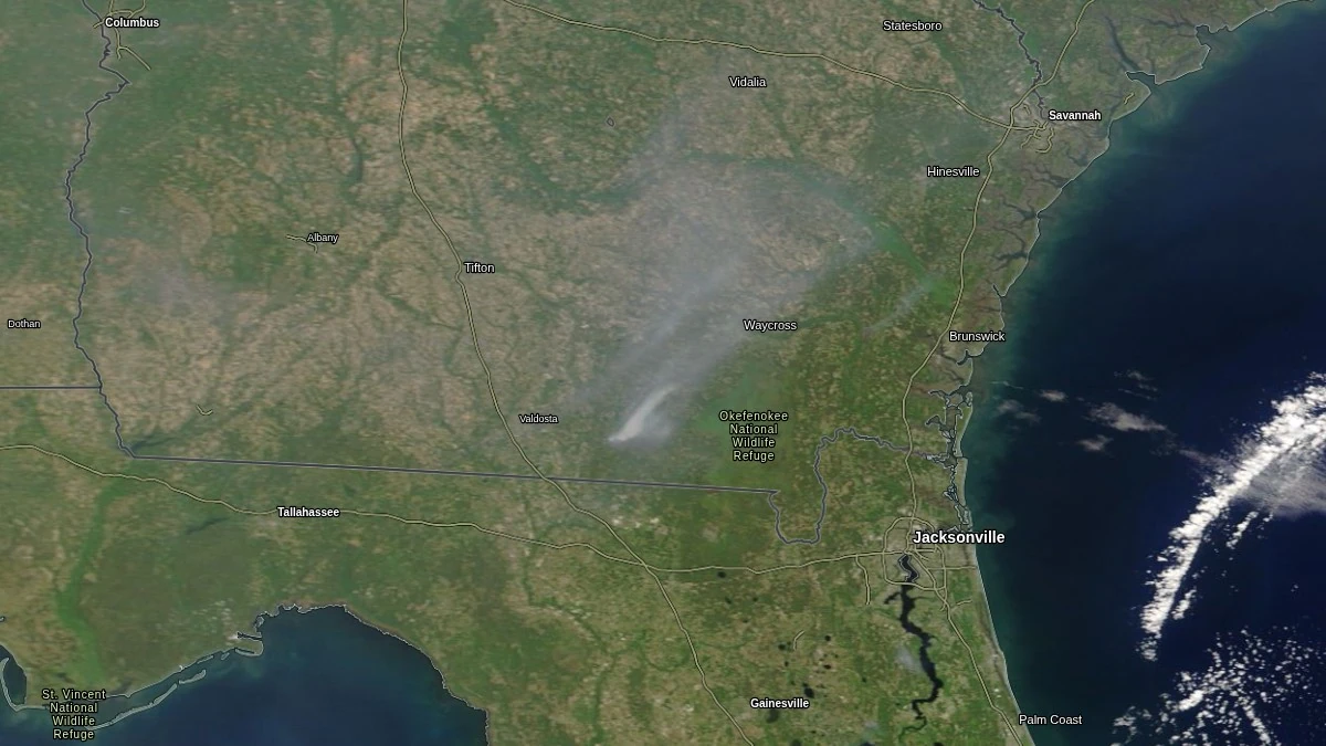 smoke rising over pineland road fire georgia on april 23 2026